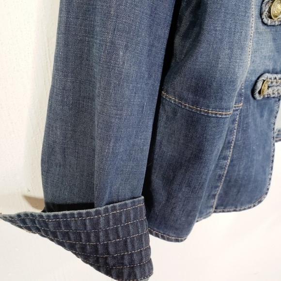 Chico's Petite Braid-Detail Denim Military Jacket - Picture 4 of 8